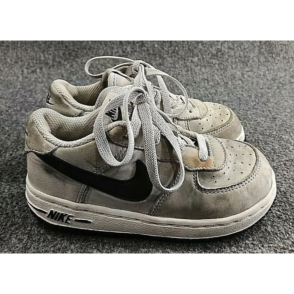 Nike Baby Force 1 Low Gray Black Swoosh Boys 9C